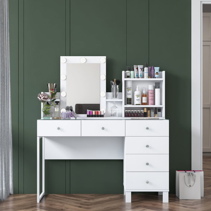 Hanah Home Mesa de Maquillaje BJ141 - 3837 Blanca con 9 Focos Hanah Home Mesa de Maquillaje BJ141 - 3837 Blanca con 9 Focos